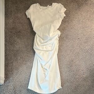 Women’s White T-Shirt Ruched Dress